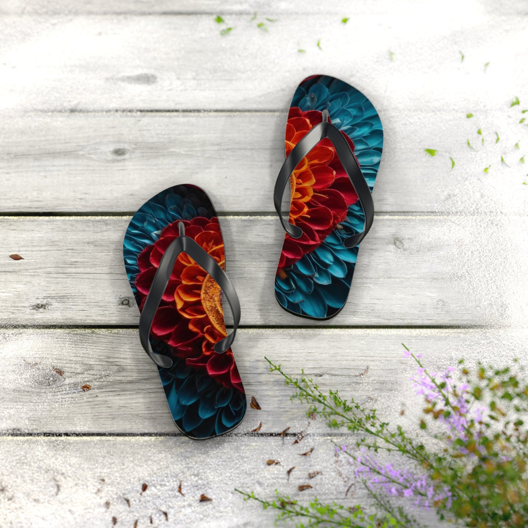 Ethereal Heart Mandala - Flip Flops - Shoes - g(0D·IO) - XL - Black sole -