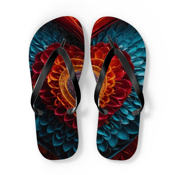 Ethereal Heart Mandala - Flip Flops - Shoes - g(0D·IO) - XL - Black sole -