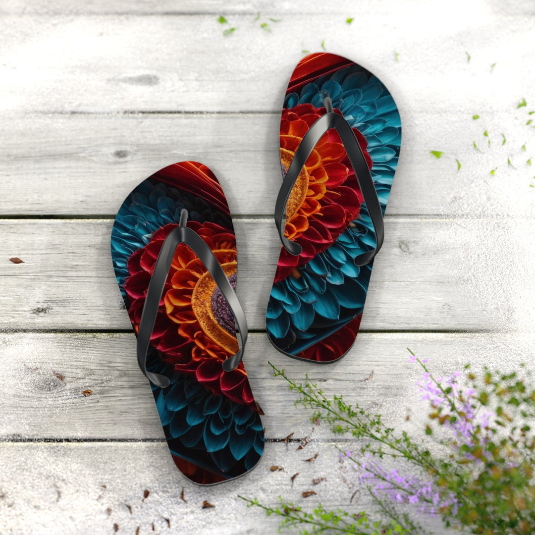 Ethereal Heart Mandala - Flip Flops - Shoes - g(0D·IO) - XL - Black sole -