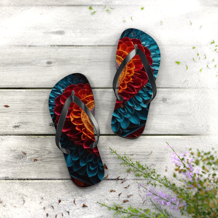 Ethereal Heart Mandala - Flip Flops - Shoes - g(0D·IO) - XL - Black sole -