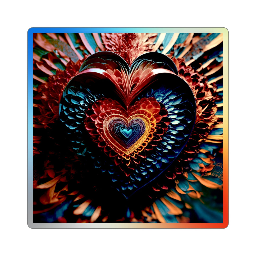 Ethereal Heart Mandala - Holographic Die-Cut Sticker - Paper products - g(0D·IO) - 3" × 3" - Die-Cut - Holographic