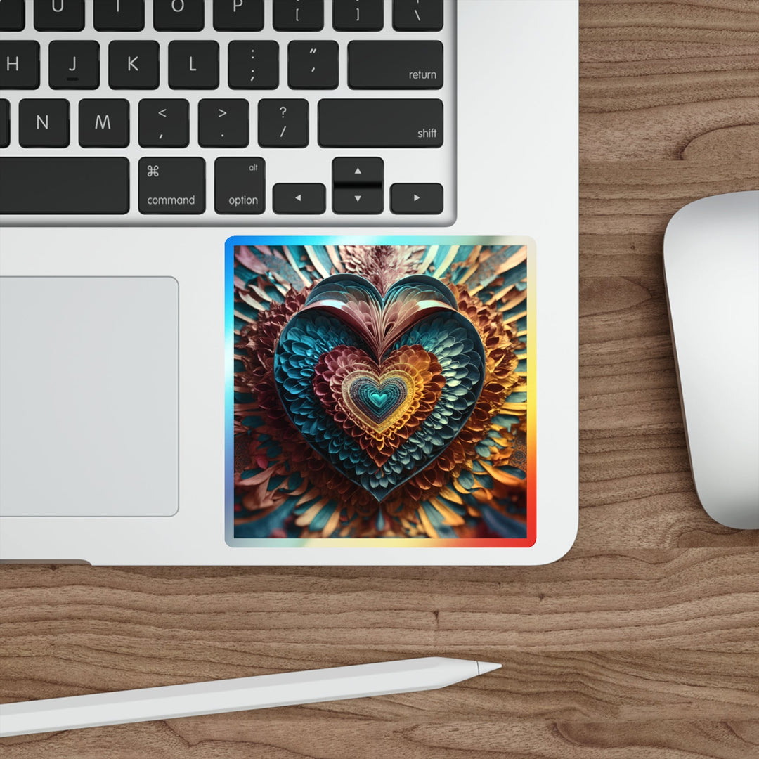 Ethereal Heart Mandala - Holographic Die-Cut Sticker - Paper products - g(0D·IO) - 5" × 5" - Die-Cut - Holographic