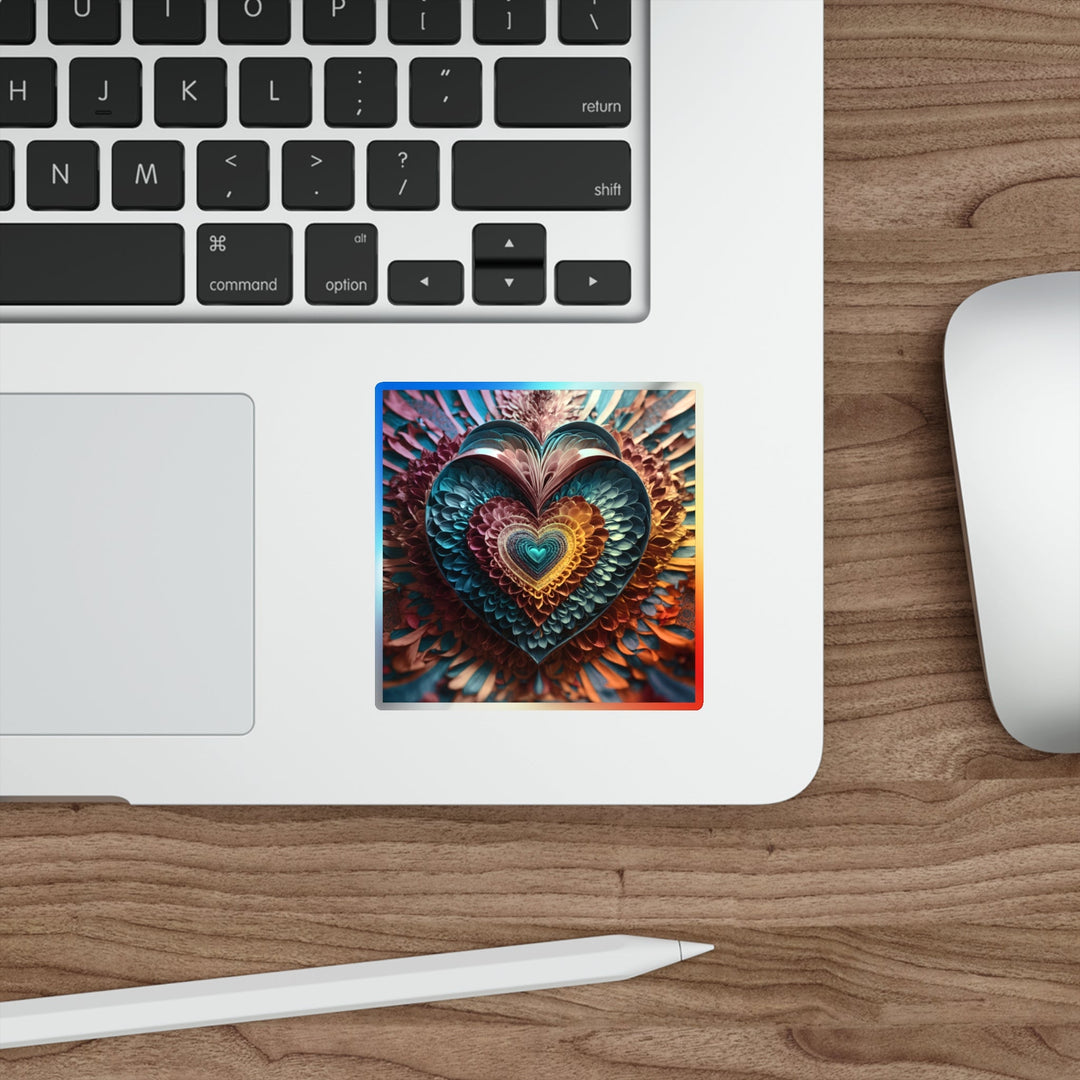 Ethereal Heart Mandala - Holographic Die-Cut Sticker - Paper products - g(0D·IO) - 5" × 5" - Die-Cut - Holographic