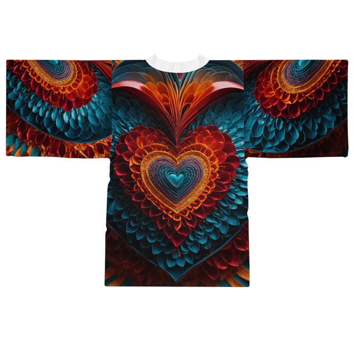 Ethereal Heart Mandala - Long Sleeve Kimono Robe - All Over Prints - g(0D·IO) - XS - Black -