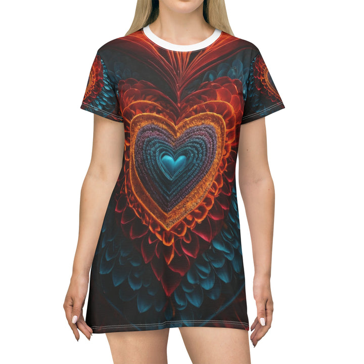 Ethereal Heart Mandala - T-Shirt Dress - All Over Prints - g(0D·IO) - XS - -