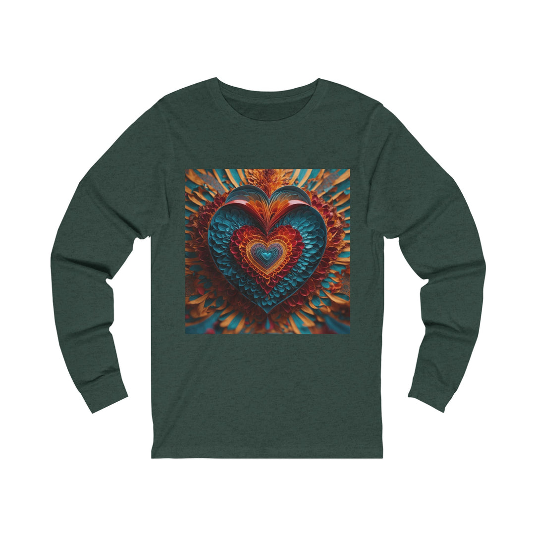 Ethereal Heart Mandala - Unisex Jersey Long Sleeve Tee - Long-sleeve - g(0D·IO) - S - Heather Forest -