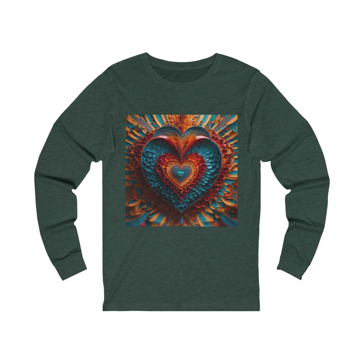 Ethereal Heart Mandala - Unisex Jersey Long Sleeve Tee - Long-sleeve - g(0D·IO) - S - Heather Forest -