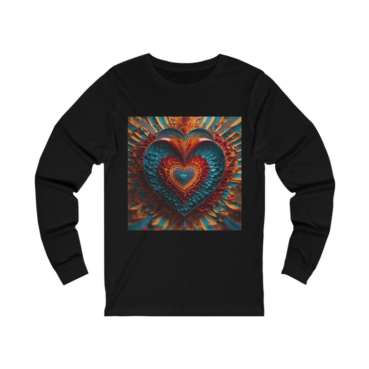 Ethereal Heart Mandala - Unisex Jersey Long Sleeve Tee - Long-sleeve - g(0D·IO) - S - Black -