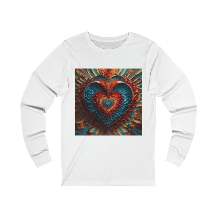 Ethereal Heart Mandala - Unisex Jersey Long Sleeve Tee - Long-sleeve - g(0D·IO) - S - White -