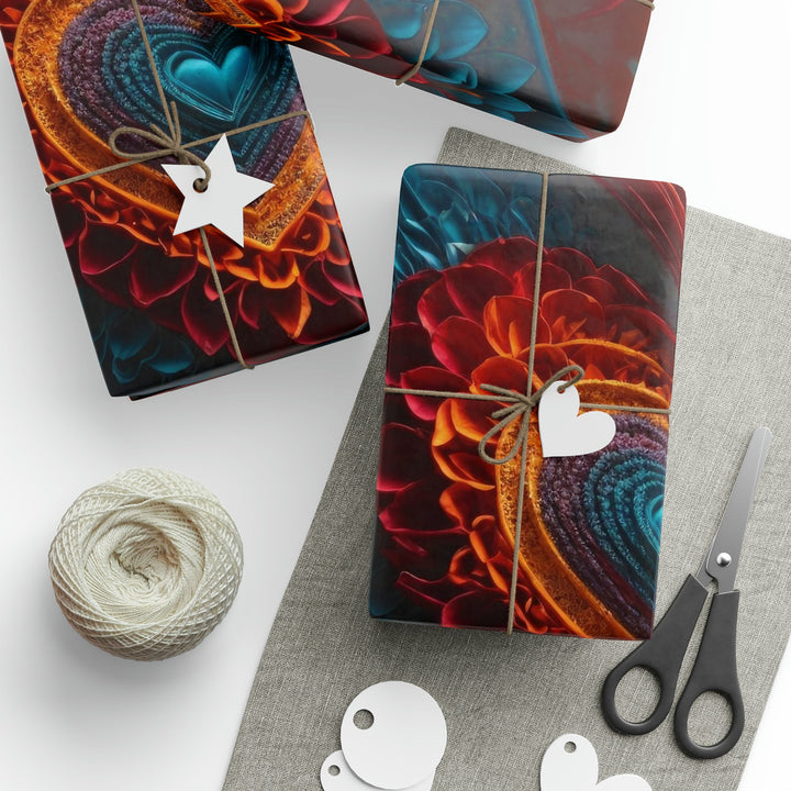 Ethereal Heart Mandala - Wrapping Paper - Home Decor - g(0D·IO) - 30'' x 72'' - Matte -