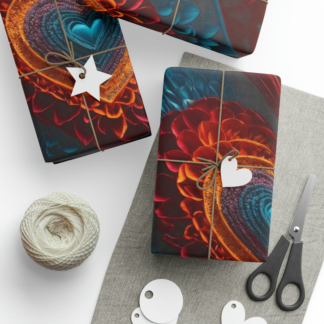 Ethereal Heart Mandala - Wrapping Paper - Home Decor - g(0D·IO) - 30'' x 72'' - Matte -
