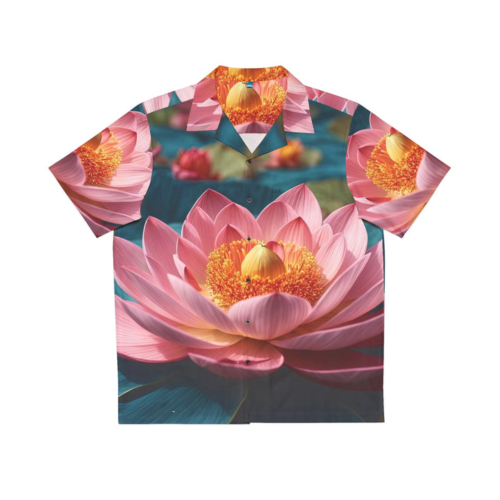 Ethereal Lotus Blossoms - Men's Hawaiian Shirt - All Over Prints - g(0D·IO) - S - Black -