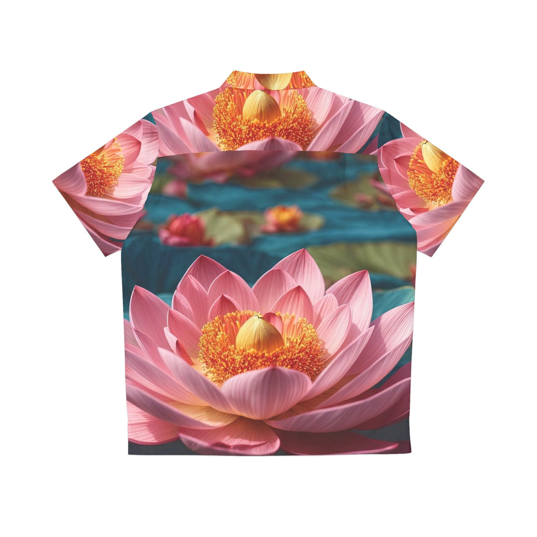 Ethereal Lotus Blossoms - Men's Hawaiian Shirt - All Over Prints - g(0D·IO) - S - Black -