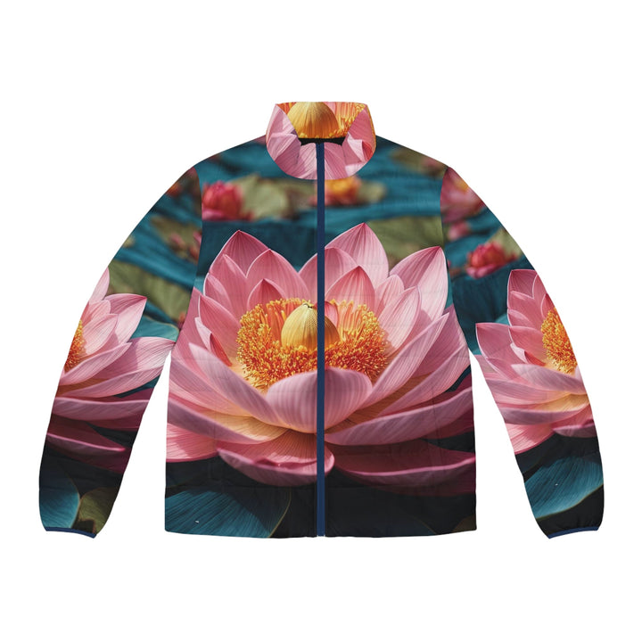 Ethereal Lotus Blossoms - Puffer Jacket - All Over Prints - g(0D·IO) - S - Dark blue zipper -