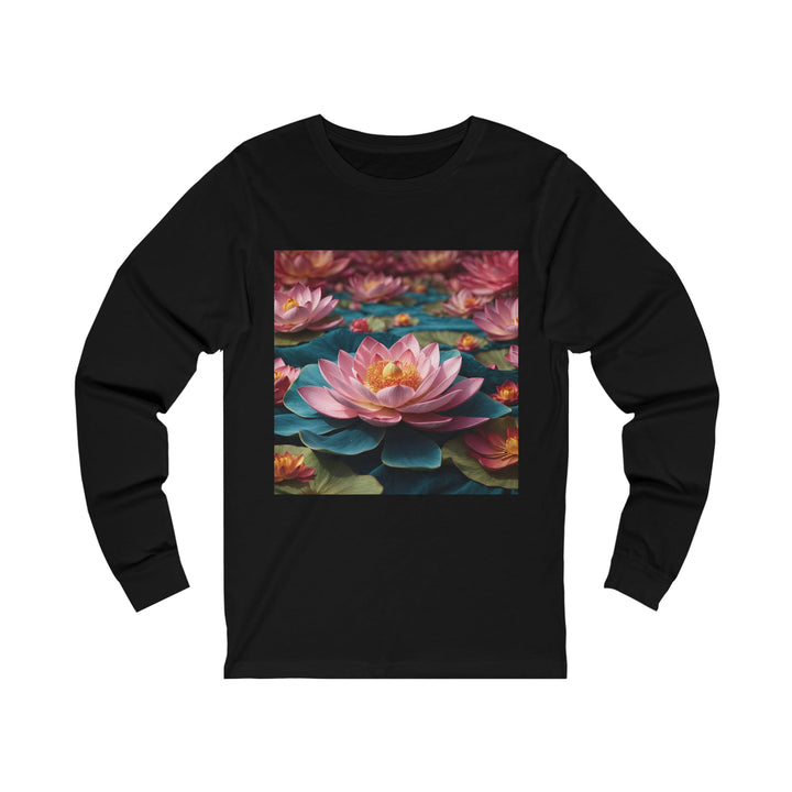 Ethereal Lotus Blossoms - Unisex Jersey Long Sleeve Tee - Long-sleeve - g(0D·IO) - S - Black -