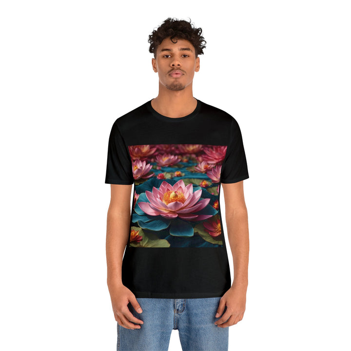 Ethereal Lotus Blossoms - Unisex Jersey Short Sleeve Tee - T-Shirt - g(0D·IO) - Black - S -