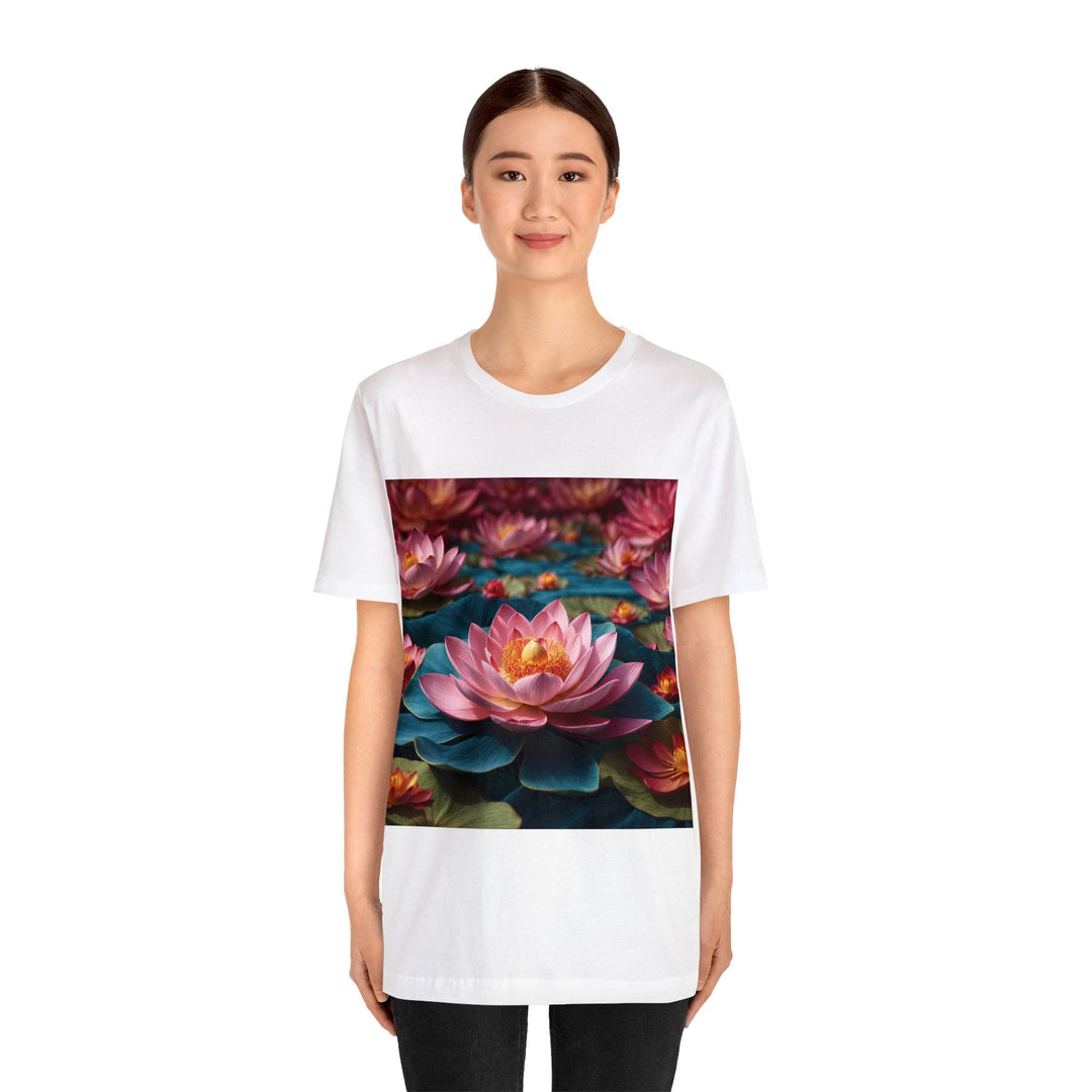 Ethereal Lotus Blossoms - Unisex Jersey Short Sleeve Tee - T-Shirt - g(0D·IO) - Black - S -