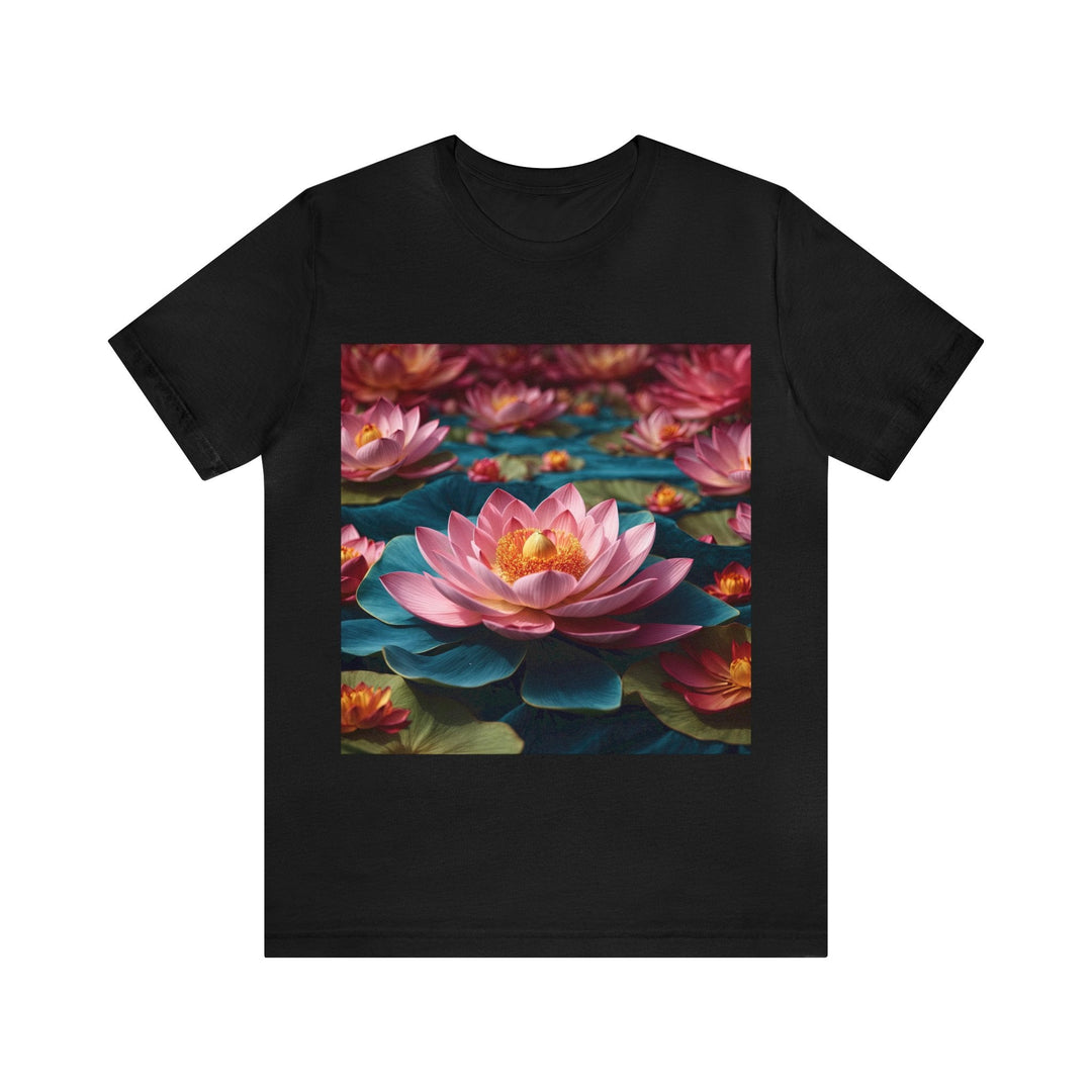 Ethereal Lotus Blossoms - Unisex Jersey Short Sleeve Tee - T-Shirt - g(0D·IO) - Black - S -