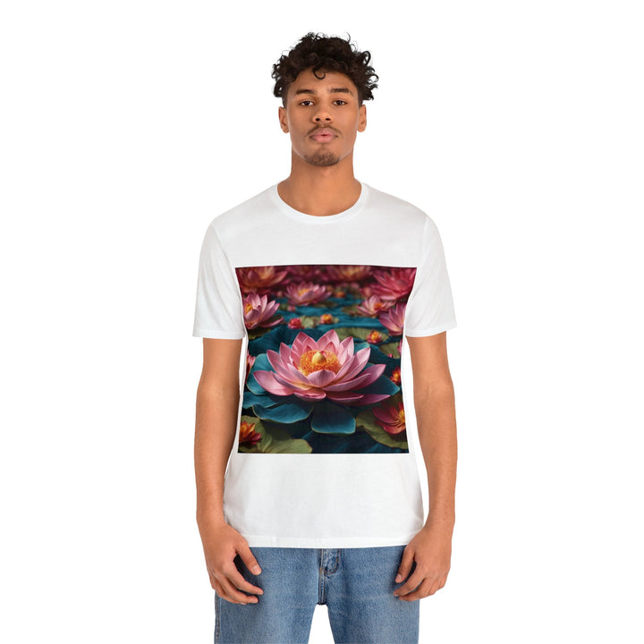 Ethereal Lotus Blossoms - Unisex Jersey Short Sleeve Tee - T-Shirt - g(0D·IO) - Black - S -