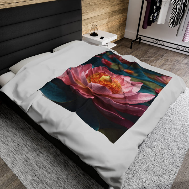 Ethereal Lotus Blossoms - Velveteen Plush Blanket - All Over Prints - g(0D·IO) - 30" × 40" - -