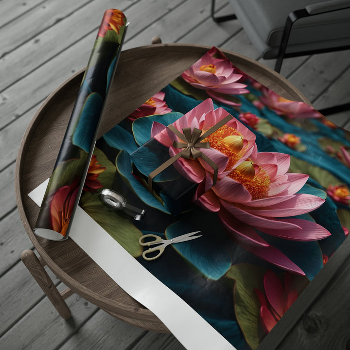 Ethereal Lotus Blossoms - Wrapping Paper - Home Decor - g(0D·IO) - 30'' x 72'' - Matte -