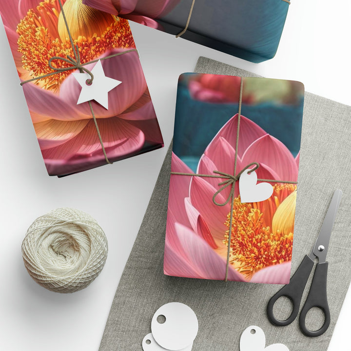 Ethereal Lotus Blossoms - Wrapping Paper - Home Decor - g(0D·IO) - 30'' x 72'' - Matte -