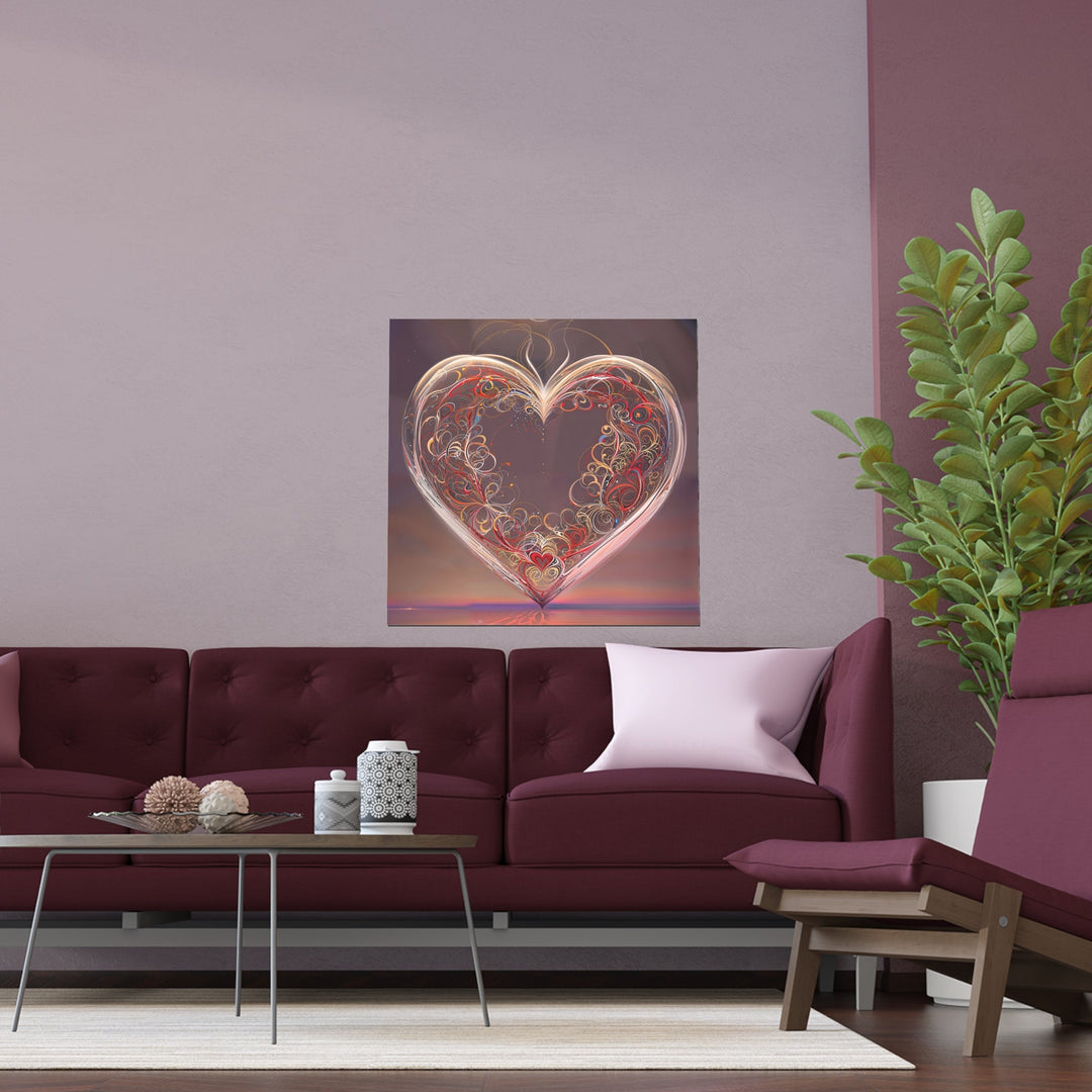 Ethereal Swirl Heart - Indoor and Outdoor Silk Poster - Poster - g(0D·IO) - 30″ x 30″ (Square) - Semi Glossy -