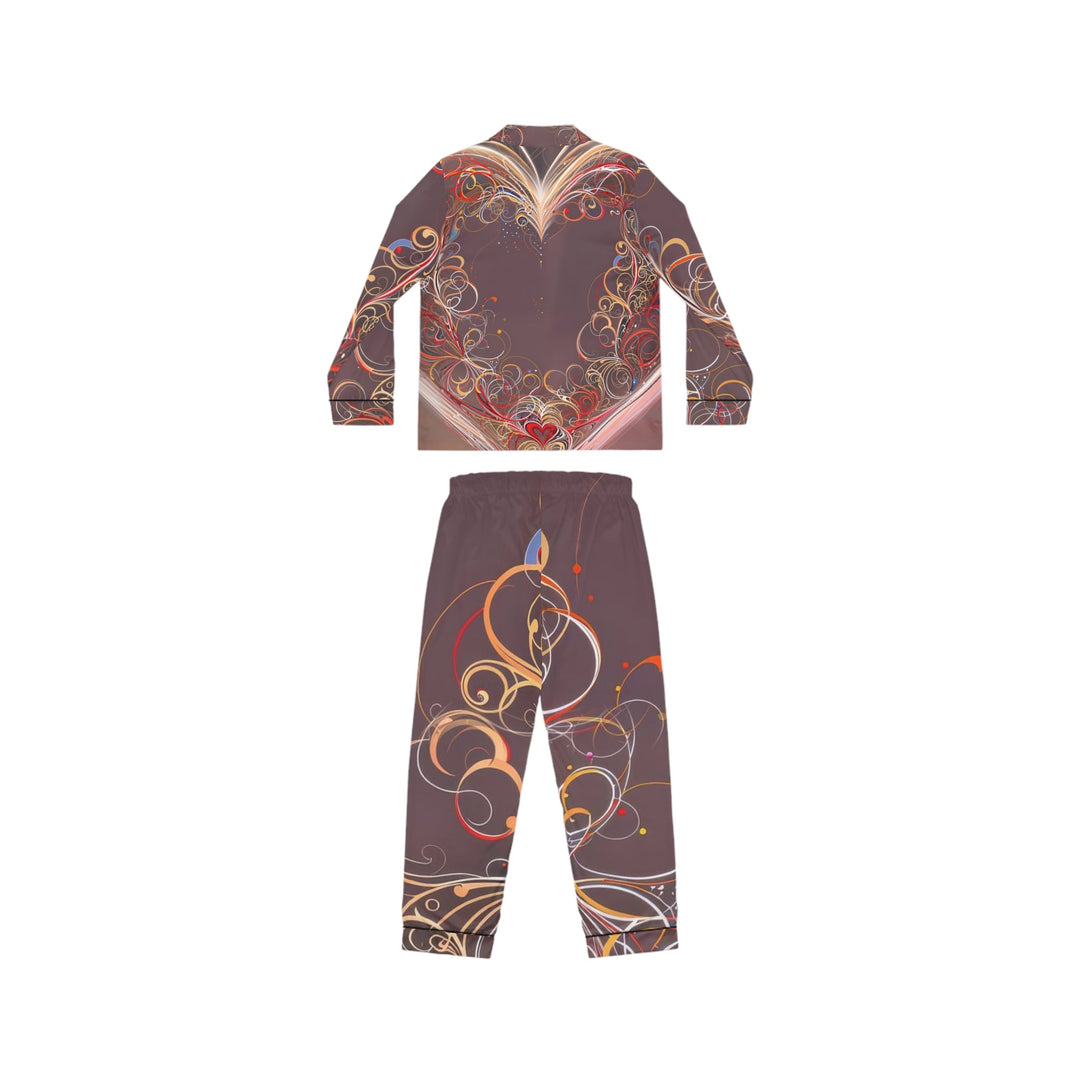 Ethereal Swirl Heart - Women's Satin Pajamas - All Over Prints - g(0D·IO) - XS/S - Black -