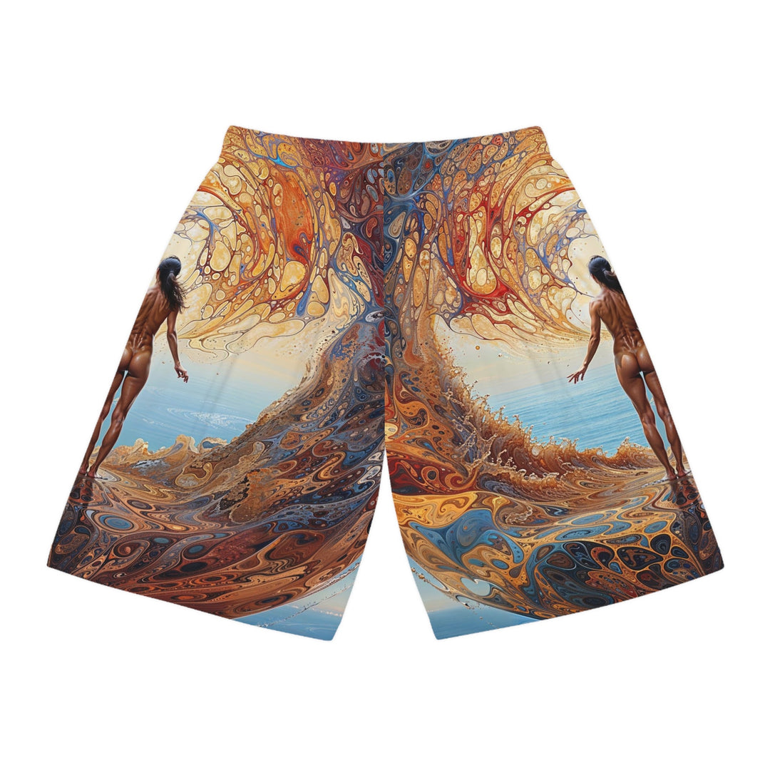 Ethereal Swirls Journey - AOP Basketball Shorts - All Over Prints - g(0D·IO) - Seam thread color automatically matched to design - XS -