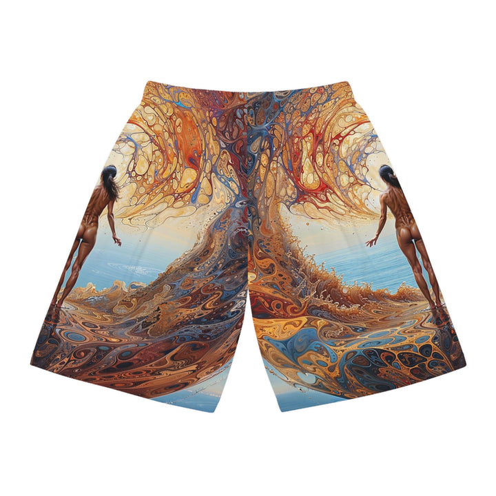 Ethereal Swirls Journey - AOP Basketball Shorts - All Over Prints - g(0D·IO) - Seam thread color automatically matched to design - XS -