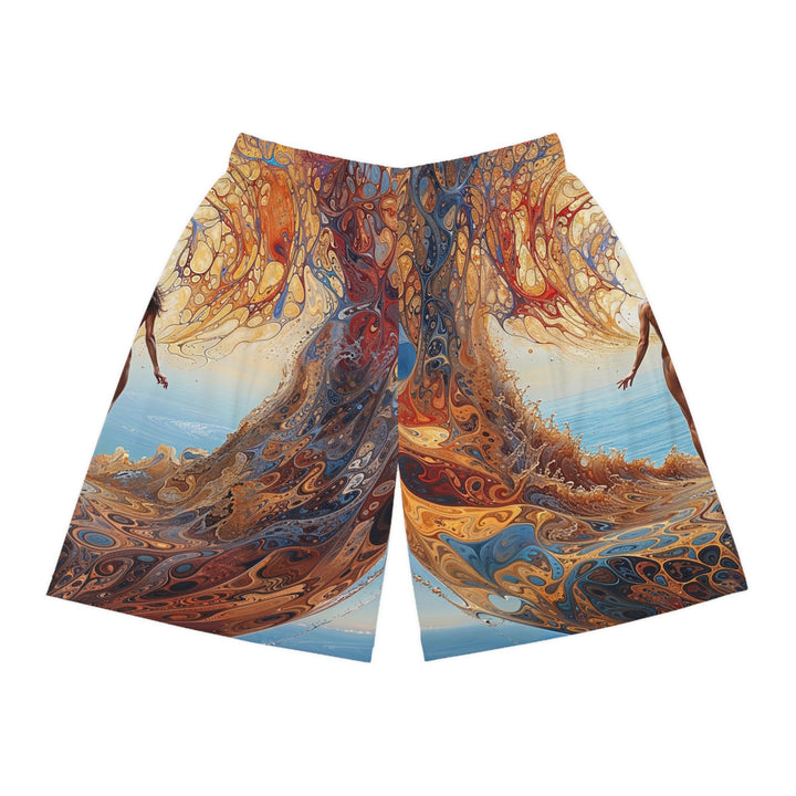 Ethereal Swirls Journey - AOP Basketball Shorts - All Over Prints - g(0D·IO) - Seam thread color automatically matched to design - XS -