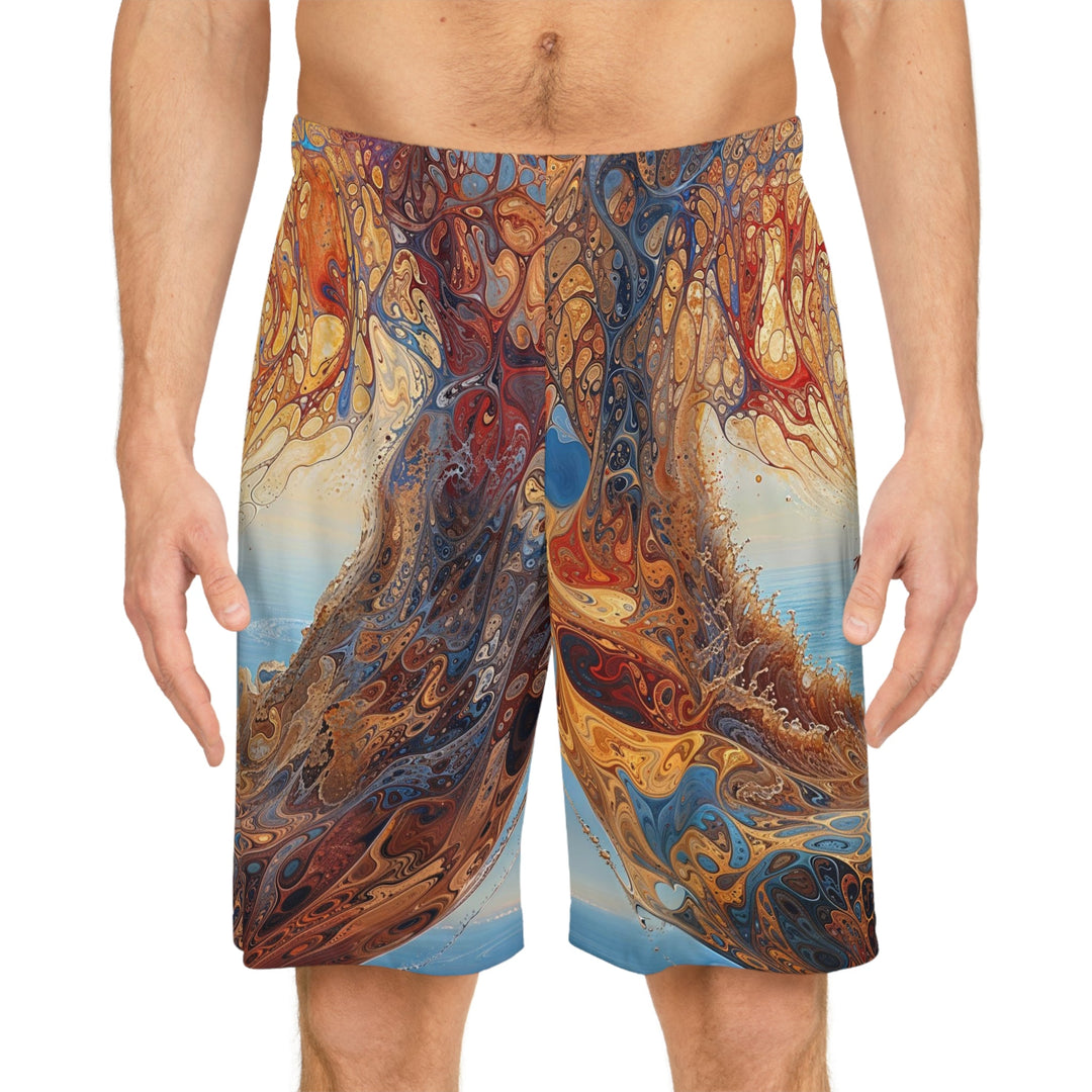 Ethereal Swirls Journey - AOP Basketball Shorts - All Over Prints - g(0D·IO) - Seam thread color automatically matched to design - XS -