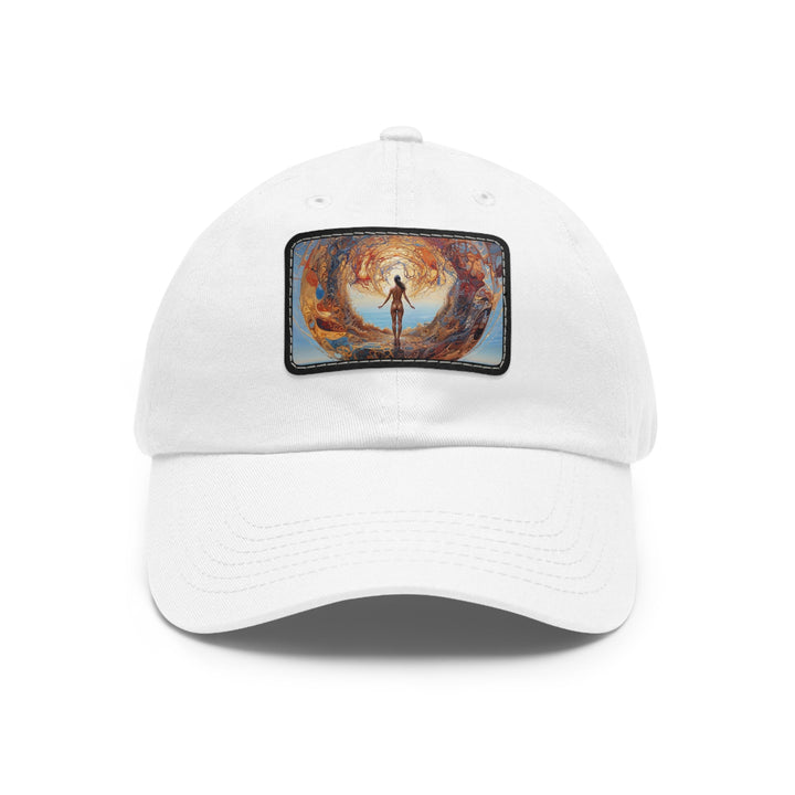 Ethereal Swirls Journey - Dad Hat - Hats - g(0D·IO) - White / Black patch - Rectangle - One size