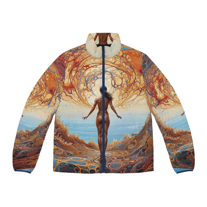 Ethereal Swirls Journey - Puffer Jacket - All Over Prints - g(0D·IO) - S - Dark blue zipper -