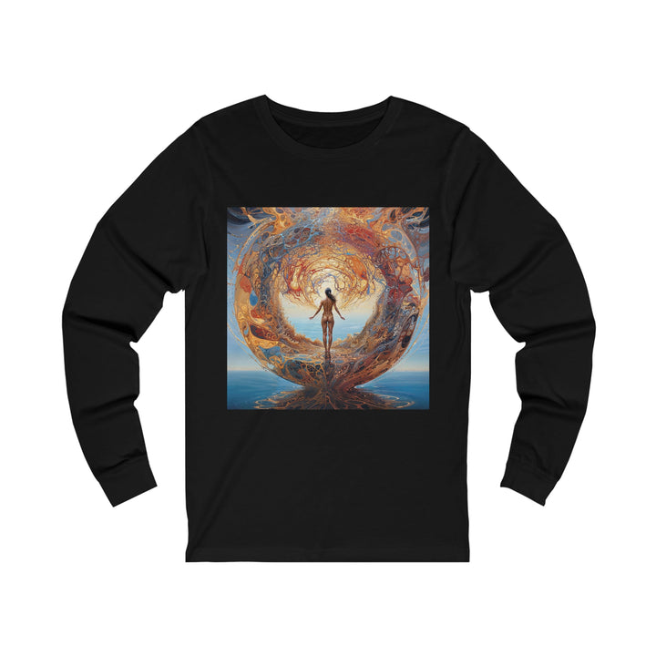 Ethereal Swirls Journey - Unisex Jersey Long Sleeve Tee - Long-sleeve - g(0D·IO) - S - Black -