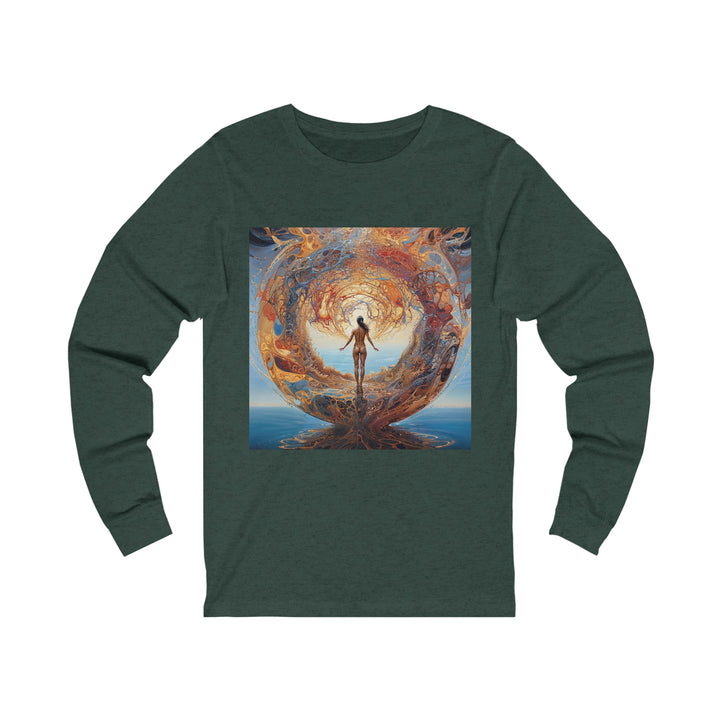 Ethereal Swirls Journey - Unisex Jersey Long Sleeve Tee - Long-sleeve - g(0D·IO) - S - Heather Forest -