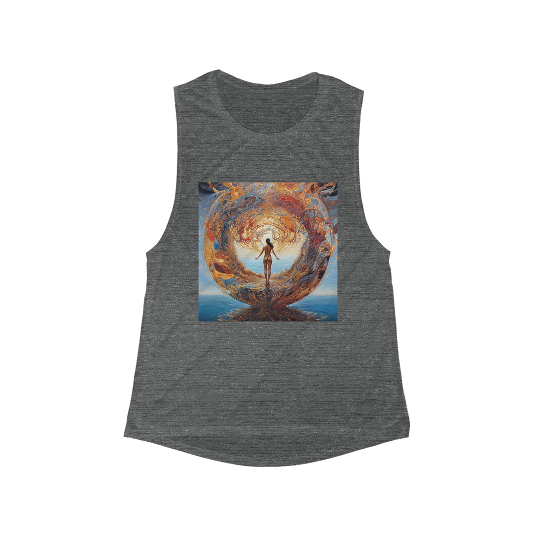 Ethereal Swirls Journey - Women's Flowy Scoop Muscle Tank - Tank Top - g(0D·IO) - S - Asphalt Slub -