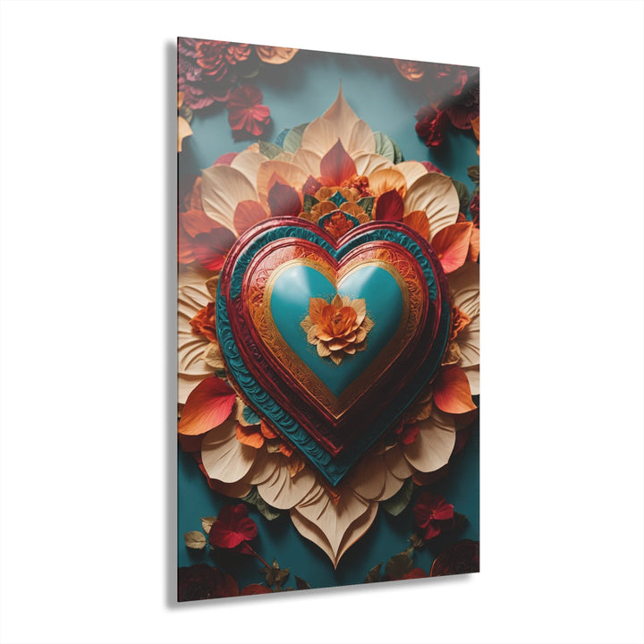 Floral Heart Embrace - Acrylic Prints (French Cleat Hanging) - Home Decor - g(0D·IO) - 24" x 36" (Vertical) - 0.25'' -