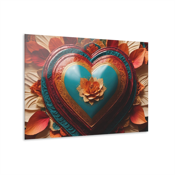 Floral Heart Embrace - Acrylic Prints (French Cleat Hanging) - Home Decor - g(0D·IO) - 36" x 24" (Horizontal) - 0.25'' -
