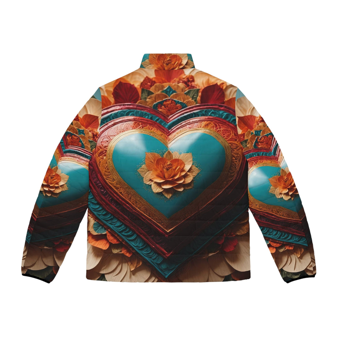 Floral Heart Embrace - Puffer Jacket - All Over Prints - g(0D·IO) - S - Black zipper -