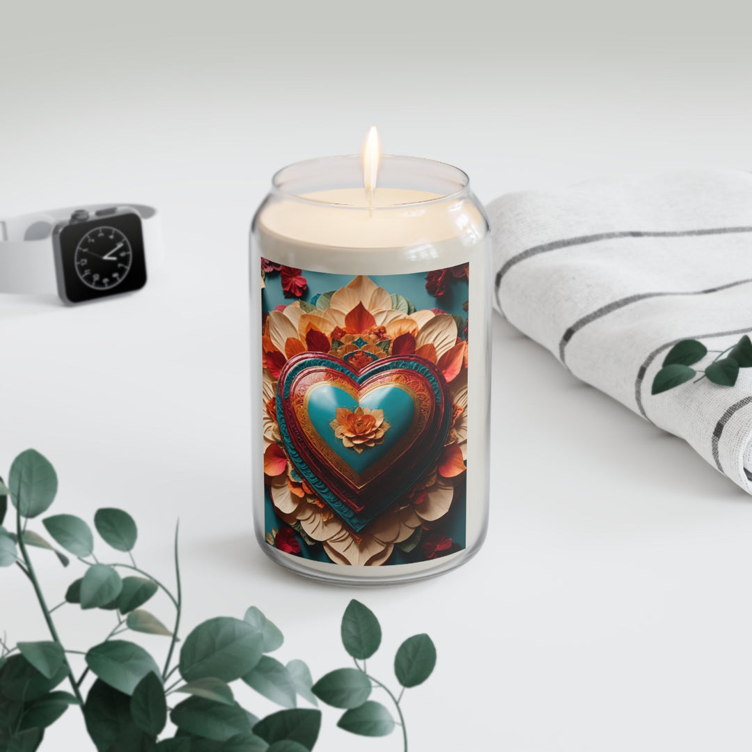 Floral Heart Embrace - Scented Candle - Home Decor - g(0D·IO) - Vanilla Bean - 13.75oz -