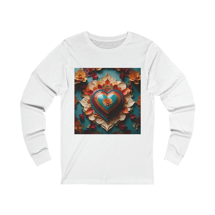 Floral Heart Embrace - Unisex Jersey Long Sleeve Tee - Long-sleeve - g(0D·IO) - S - White -