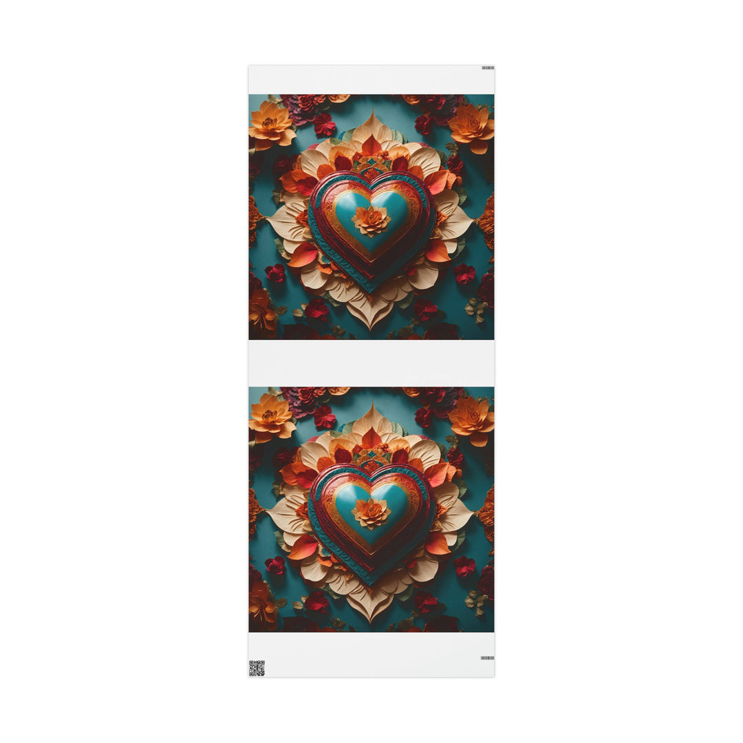 Floral Heart Embrace - Wrapping Paper - Home Decor - g(0D·IO) - 30'' x 72'' - Matte -