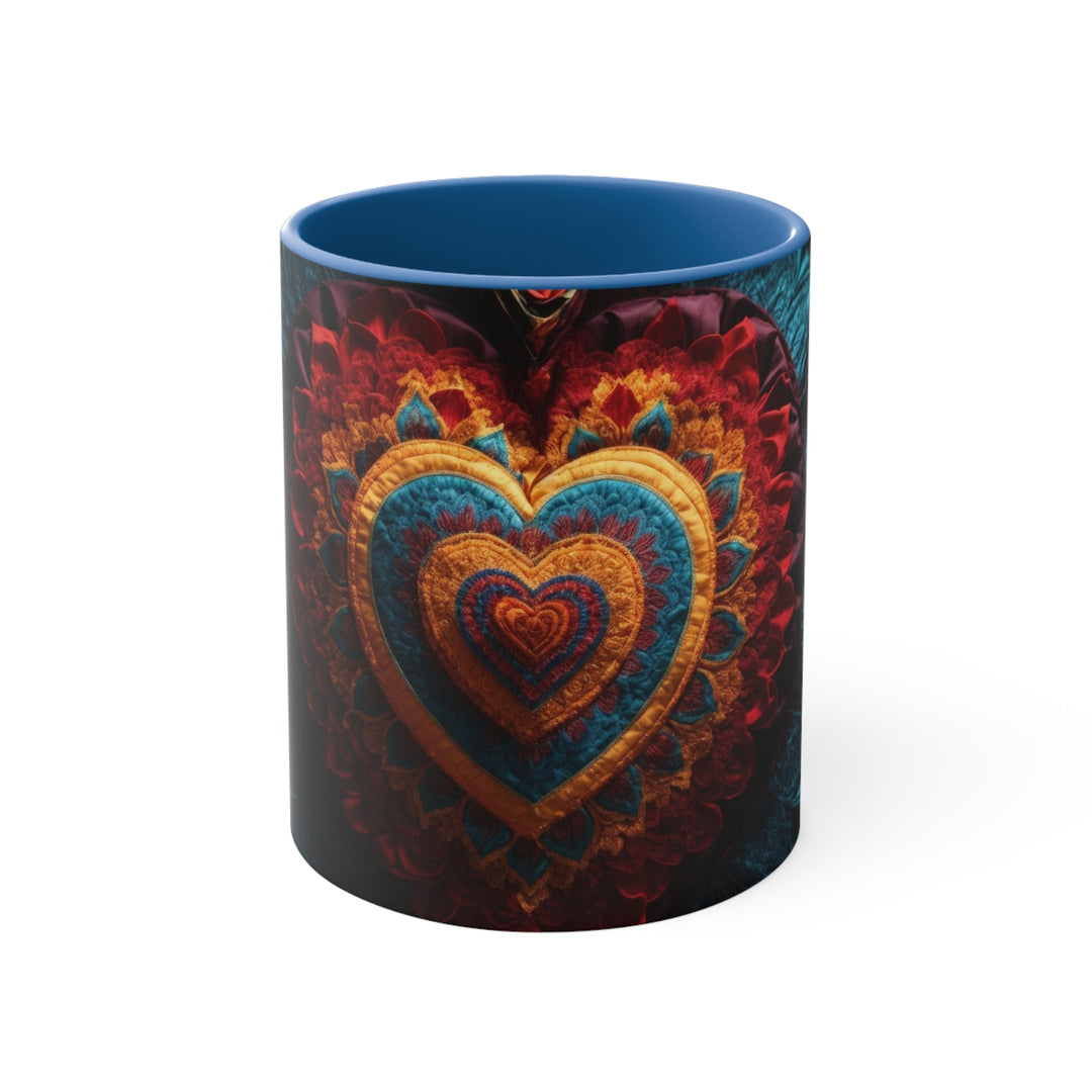 Floral Heart Tapestry - Accent Coffee Mug - Mug - g(0D·IO) - Blue - 11oz -