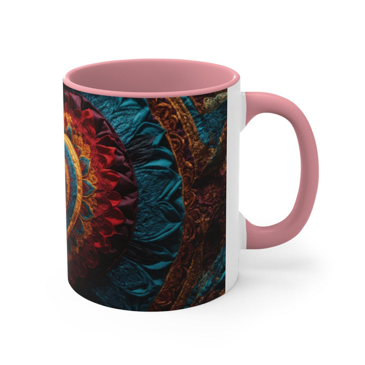 Floral Heart Tapestry - Accent Coffee Mug - Mug - g(0D·IO) - Pink - 11oz -