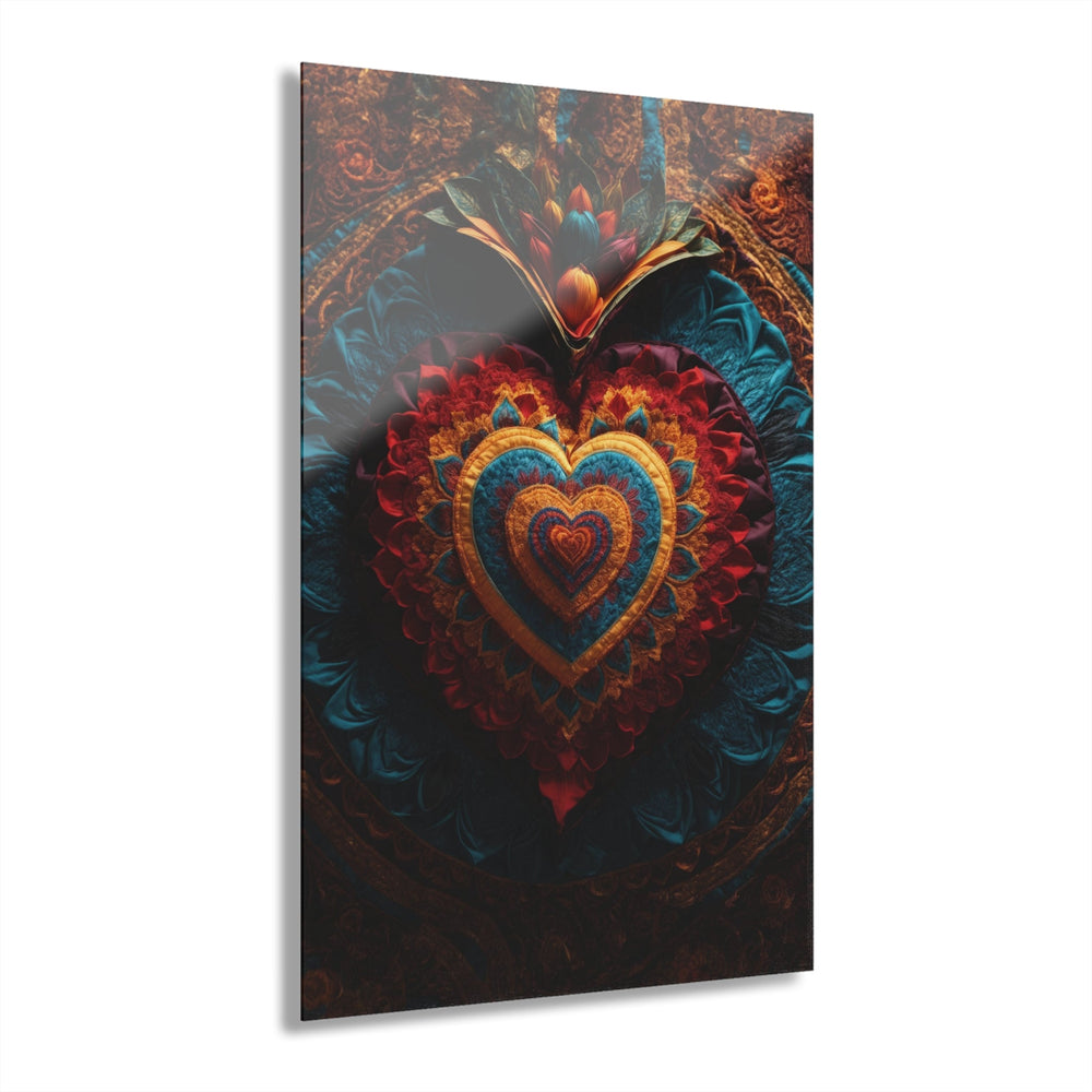 Floral Heart Tapestry - Acrylic Prints (French Cleat Hanging) - Home Decor - g(0D·IO) - 24" x 36" (Vertical) - 0.25'' -