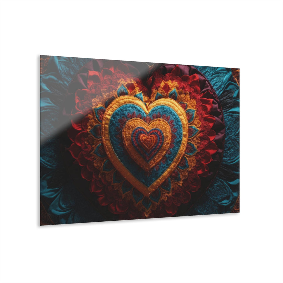 Floral Heart Tapestry - Acrylic Prints (French Cleat Hanging) - Home Decor - g(0D·IO) - 36" x 24" (Horizontal) - 0.25'' -