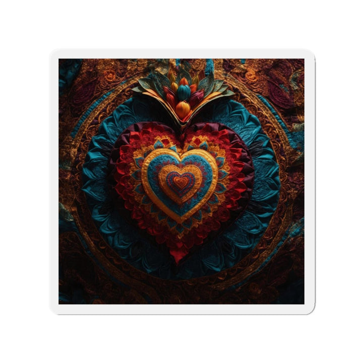 Floral Heart Tapestry - Die-cut Magnet - Home Decor - g(0D·IO) - 4" x 4" - Die-Cut - 1 pc