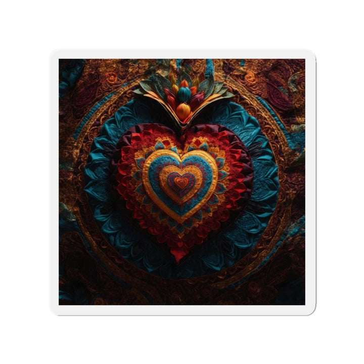 Floral Heart Tapestry - Die-cut Magnet - Home Decor - g(0D·IO) - 5" x 5" - Die-Cut - 1 pc