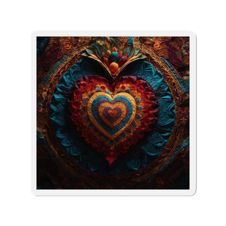 Floral Heart Tapestry - Die-cut Magnet - Home Decor - g(0D·IO) - 3" x 3" - Die-Cut - 1 pc